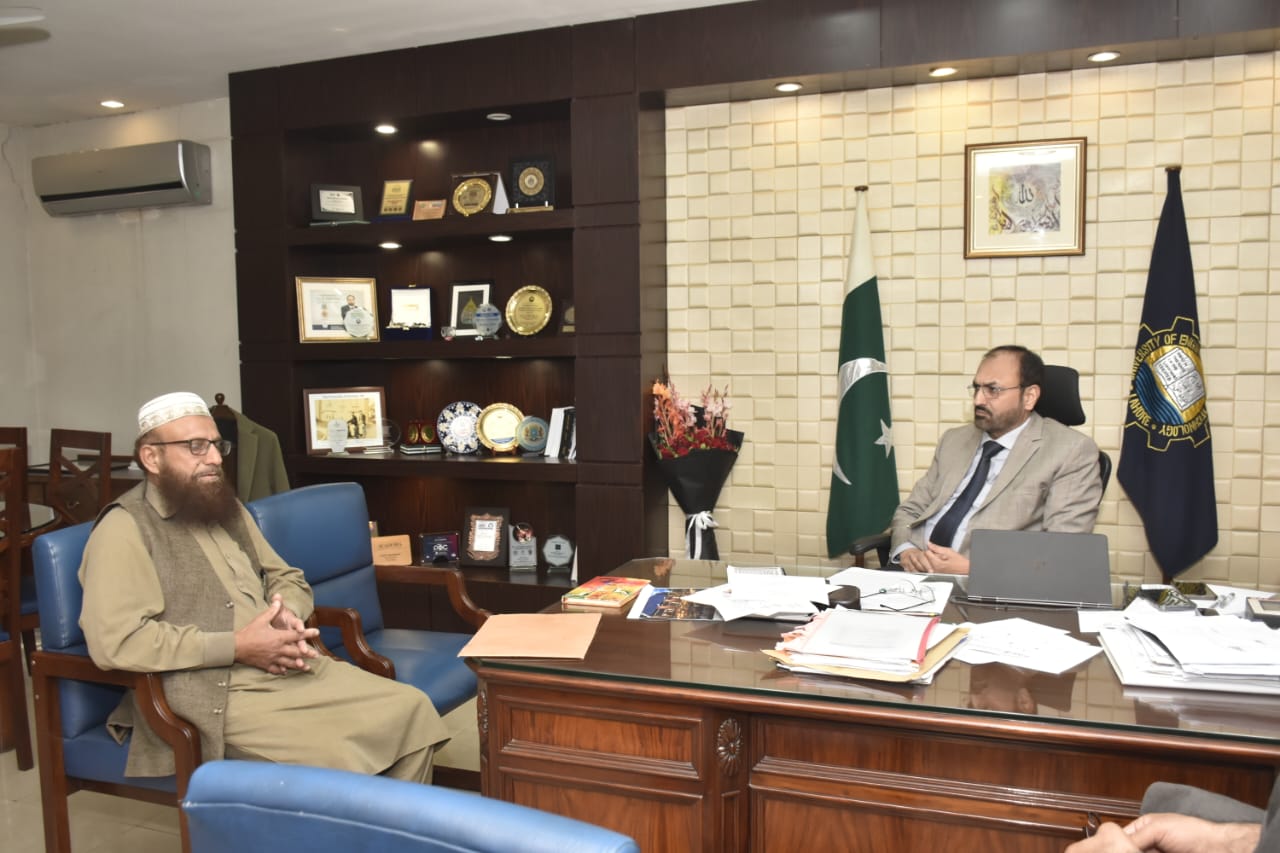 Vice Chancellor UET Prof. Dr. Shahid Munir (TI) is in a meeting with Dr. Muhammad Nawaz Akhtar former program leader SAARC Energy Center and Prof. Dr. Muhammad Atiq ur Rehman Tariq Director Center of Excellence in Water Resources Engineering (CEWRE), UET Lahore.