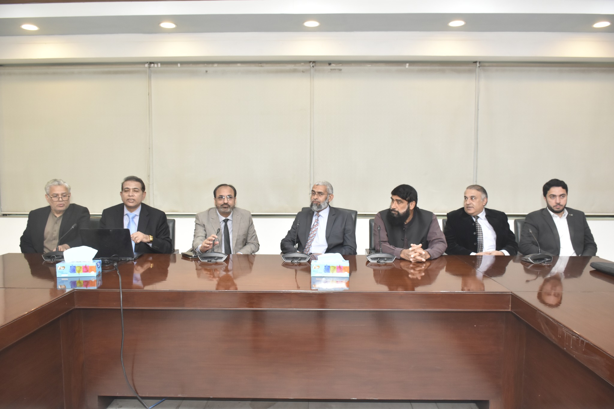 A delegation from Pakistan Engineering Council (PEC) visited UET Lahore and had a meeting with Vice Chancellor Prof. Dr. Shahid Munir (TI), Deans, Registrar, and faculty members regarding reaccreditation of Institute of Environmental Engineering and Research (IEER) and Industrial and Manufacturing Engineering (IME) Department.