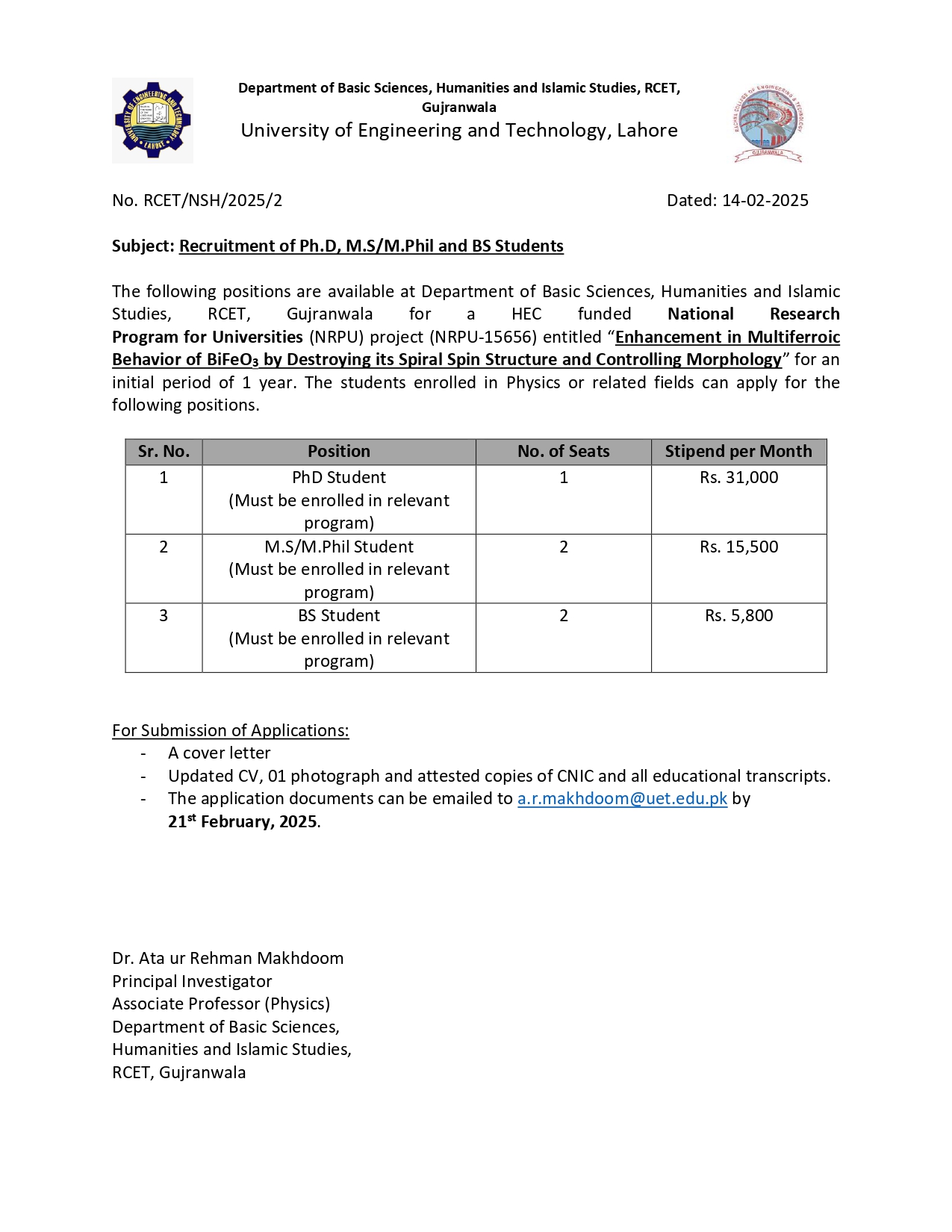 Advertisement of student positions Feb 2025_page-0001